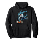 Shark Soccer Striker Cartoon Sports Hoodie - Trendy Graphic for Adults