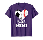 Ball Mimi Funny Soccer Baseball Heart T-Shirt - Casual Everyday Wear Unisex