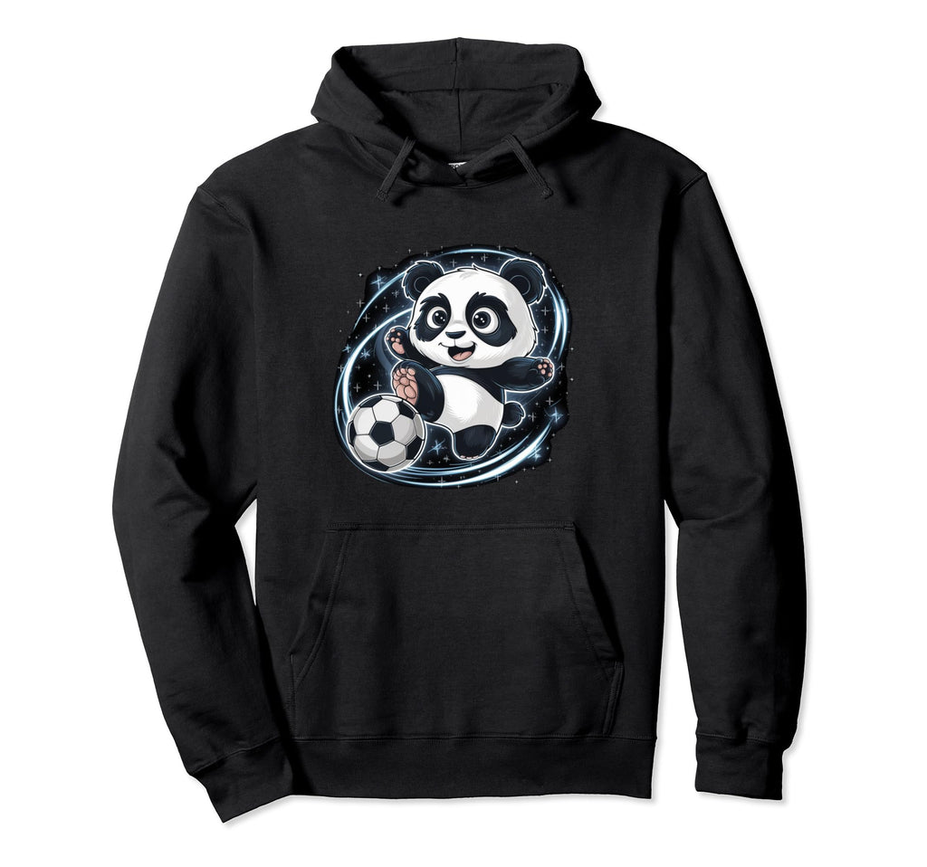 Soccer Player Panda Kicking Soccer Ball Hoodie - Minimalist Print Men Women