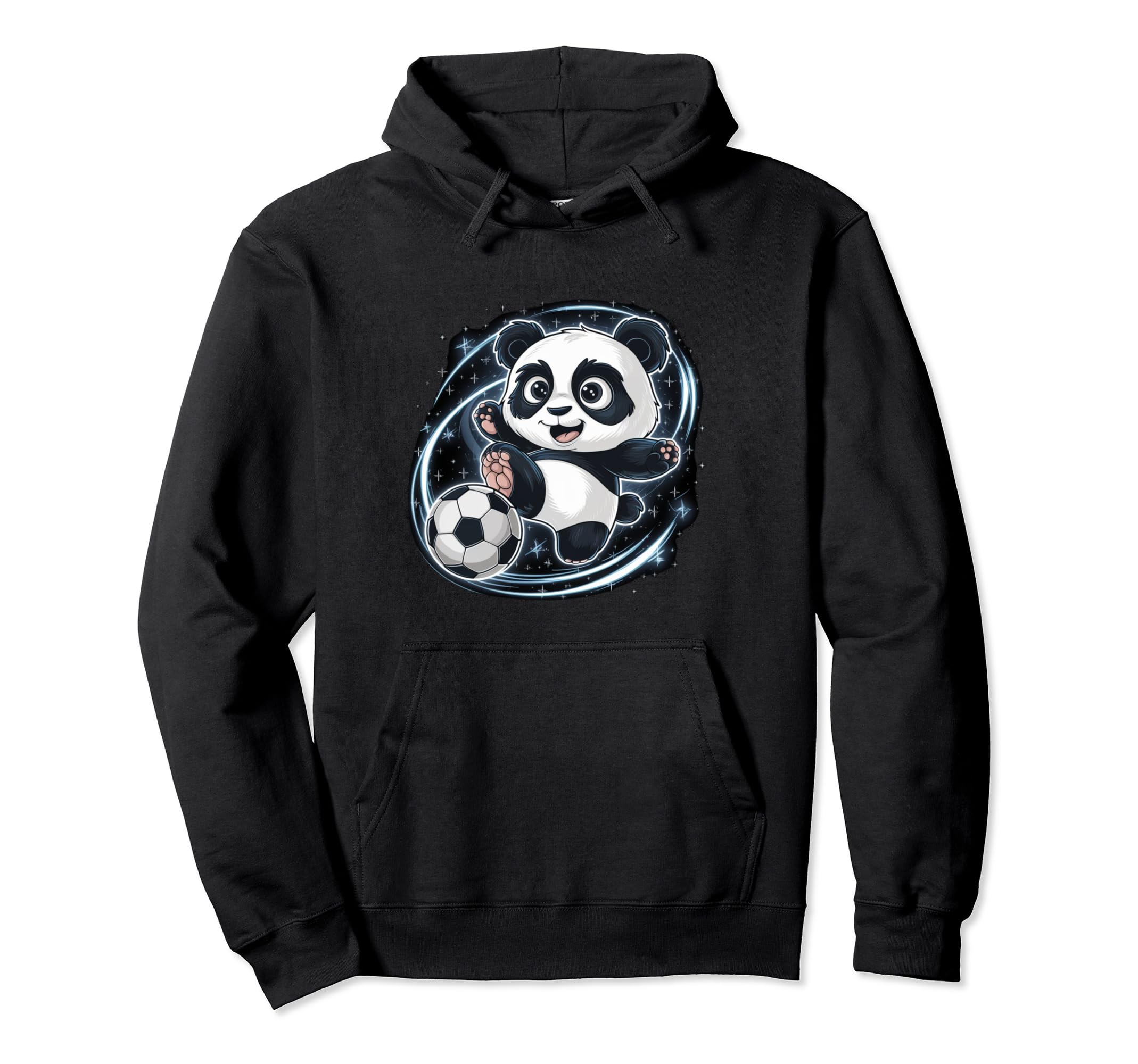 Soccer Player Panda Kicking Soccer Ball Hoodie - Minimalist Print Men Women