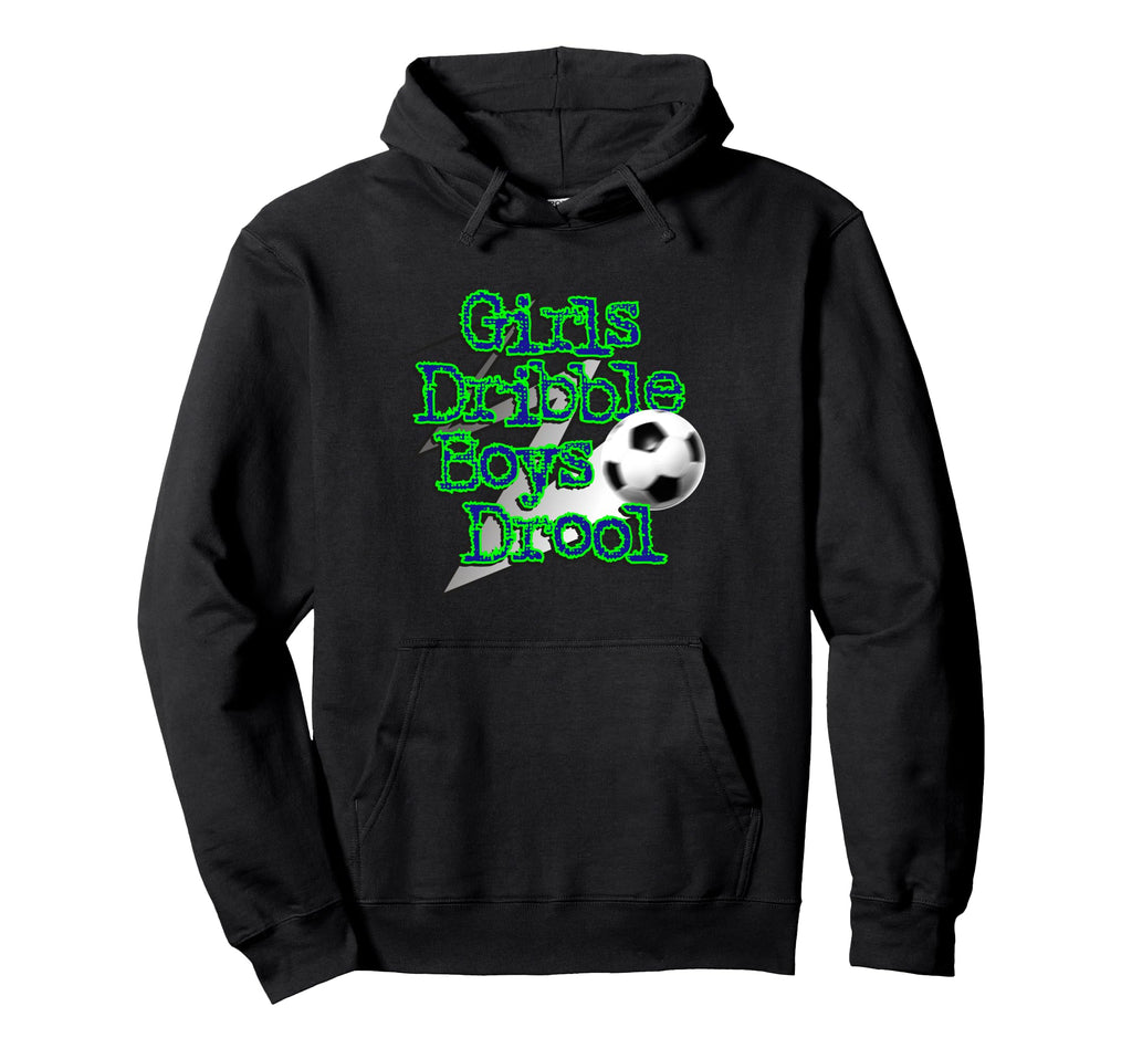 Dribble Drool Funny Soccer Hoodie - Fun Novelty Design Men Women