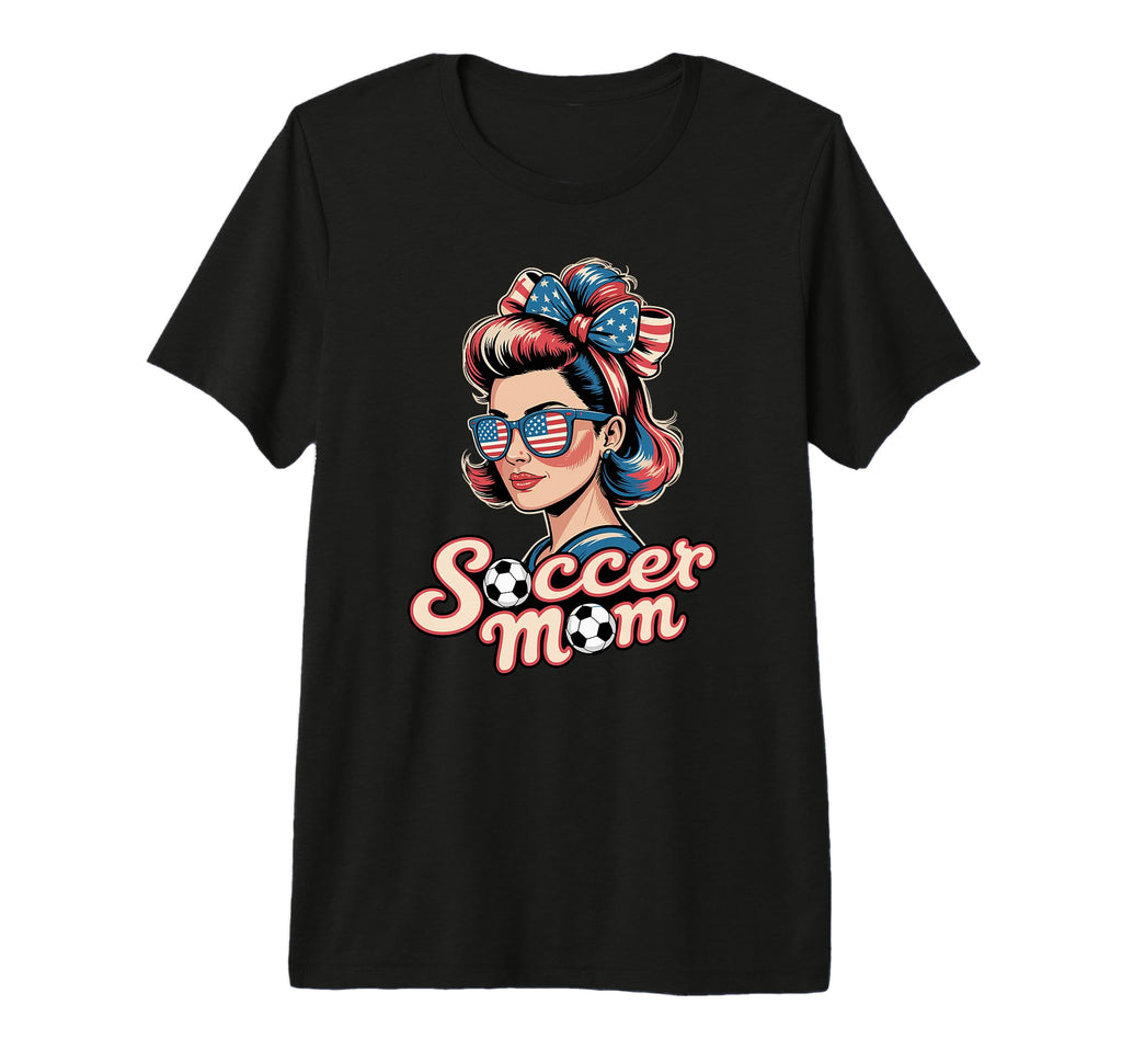 Patriotic Soccer Mom American Flag T-Shirt - Custom Art Print for Adults