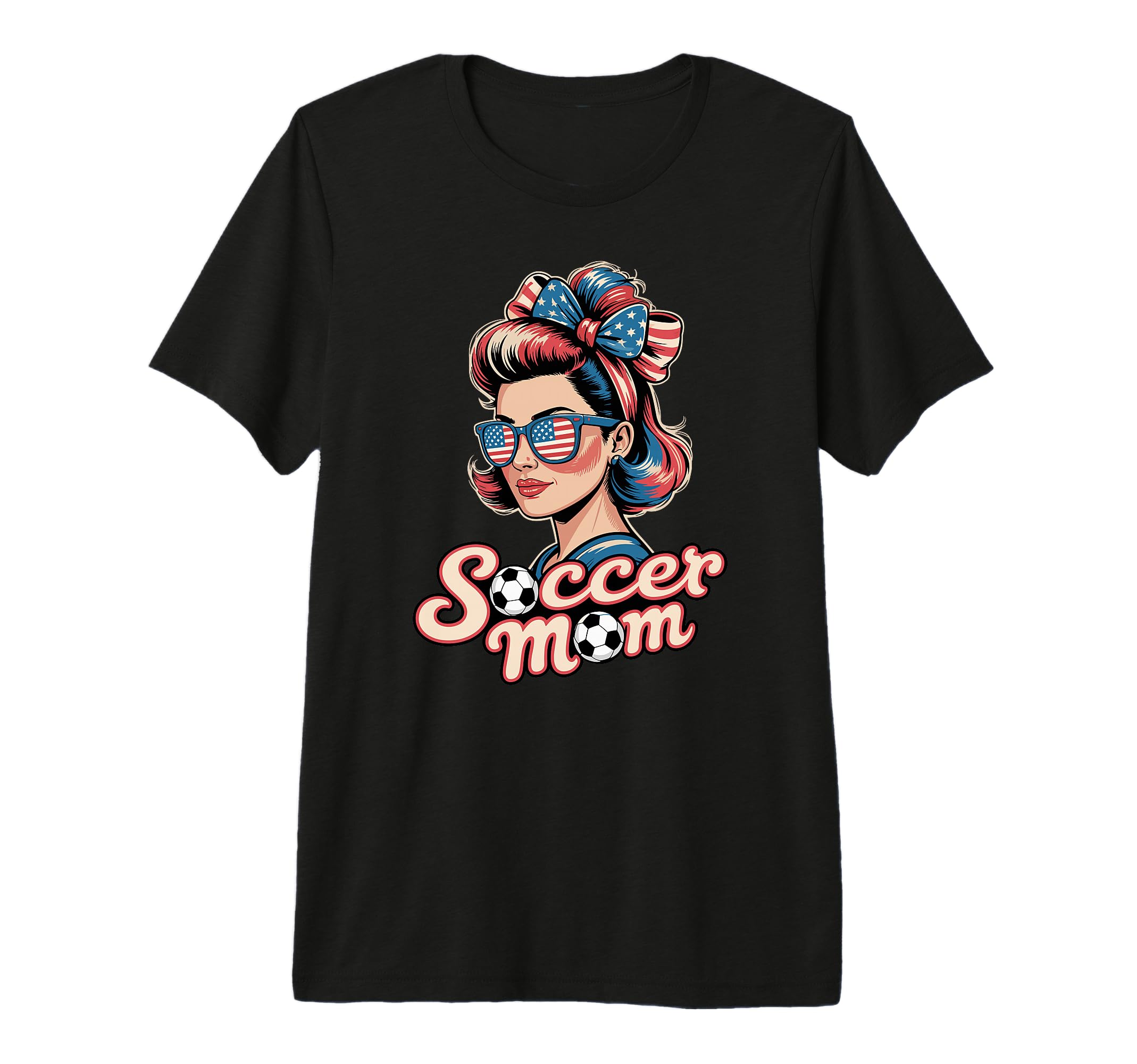 Patriotic Soccer Mom American Flag T-Shirt - Custom Art Print for Adults