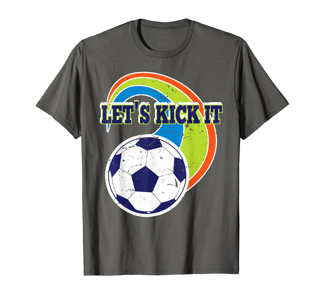 Rainbow Soccer Kick It Distressed T-Shirt - Trendy Graphic Unisex