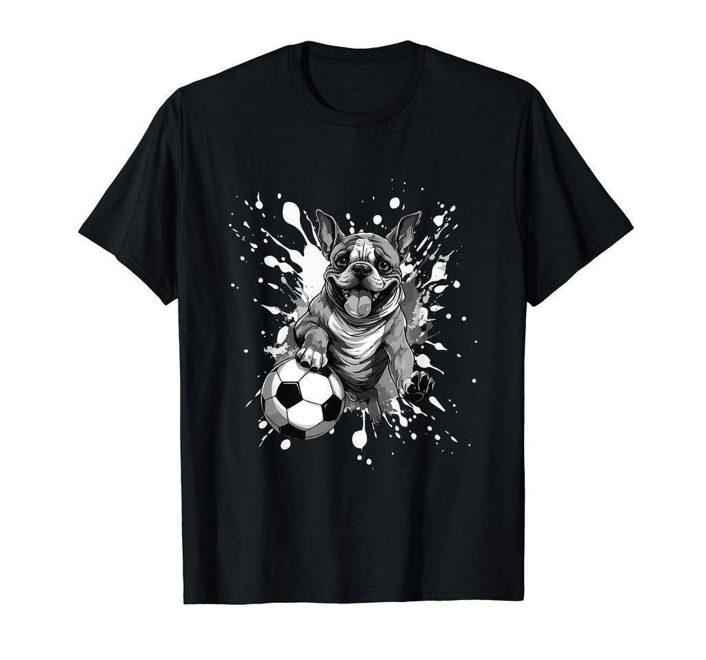 French Bulldog Dog Playing Soccer Sports T-Shirt - Graphic Print Unisex