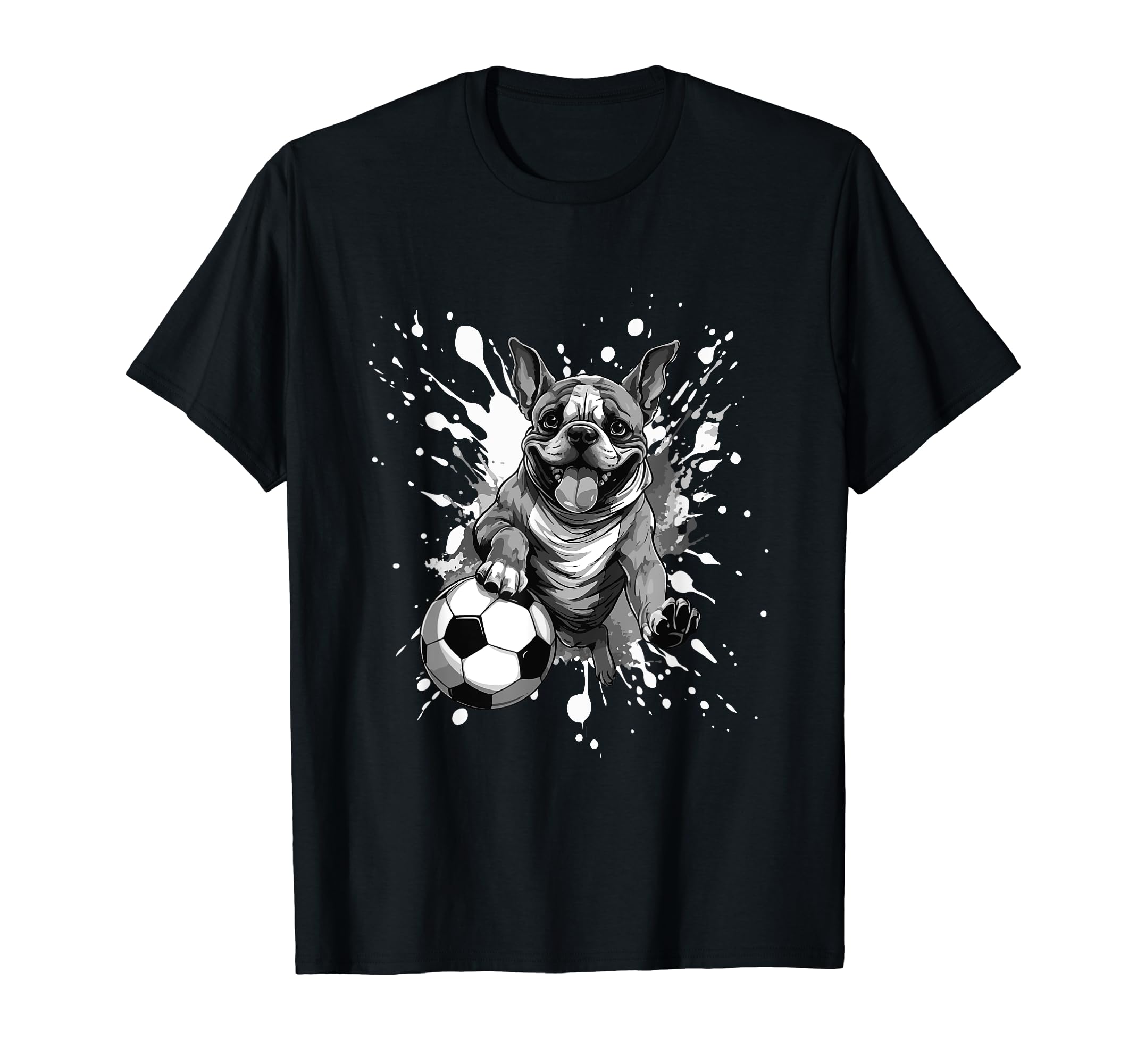 French Bulldog Dog Playing Soccer Sports T-Shirt - Graphic Print Unisex
