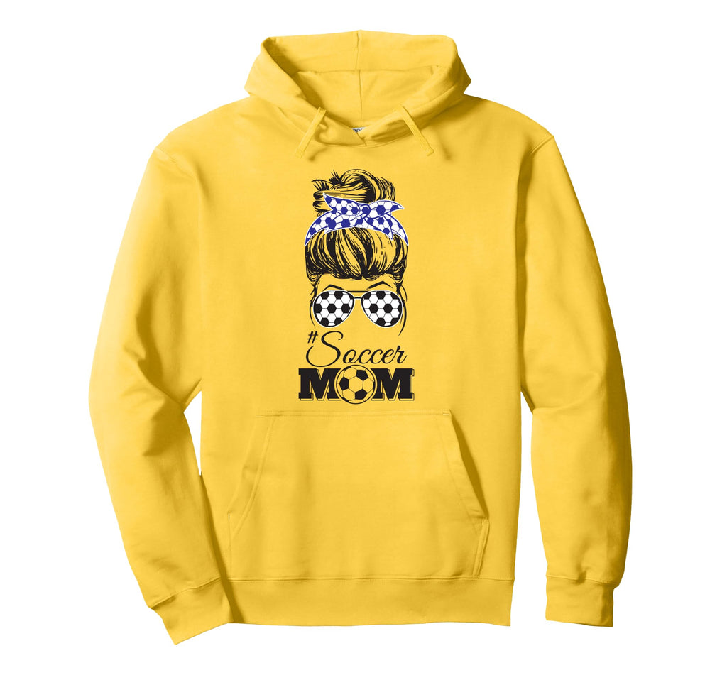 Soccer Mom Messy Bun Glasses Funny Hoodie - Novelty Apparel for Adults