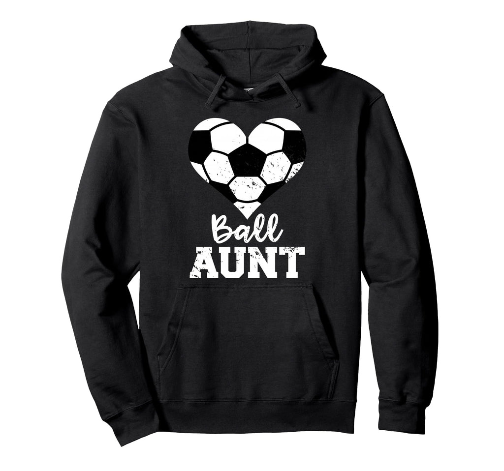 Ball Aunt Heart Funny Soccer Aunt Hoodie - Novelty Apparel Men Women