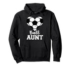 Ball Aunt Heart Funny Soccer Aunt Hoodie - Novelty Apparel Men Women