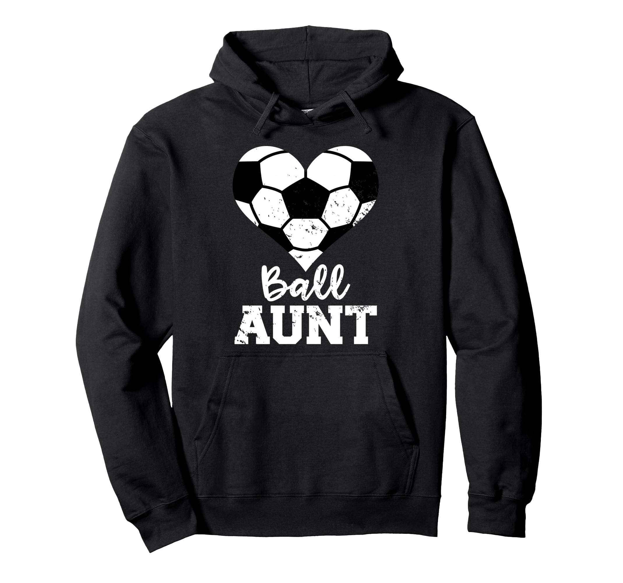 Ball Aunt Heart Funny Soccer Aunt Hoodie - Novelty Apparel Men Women