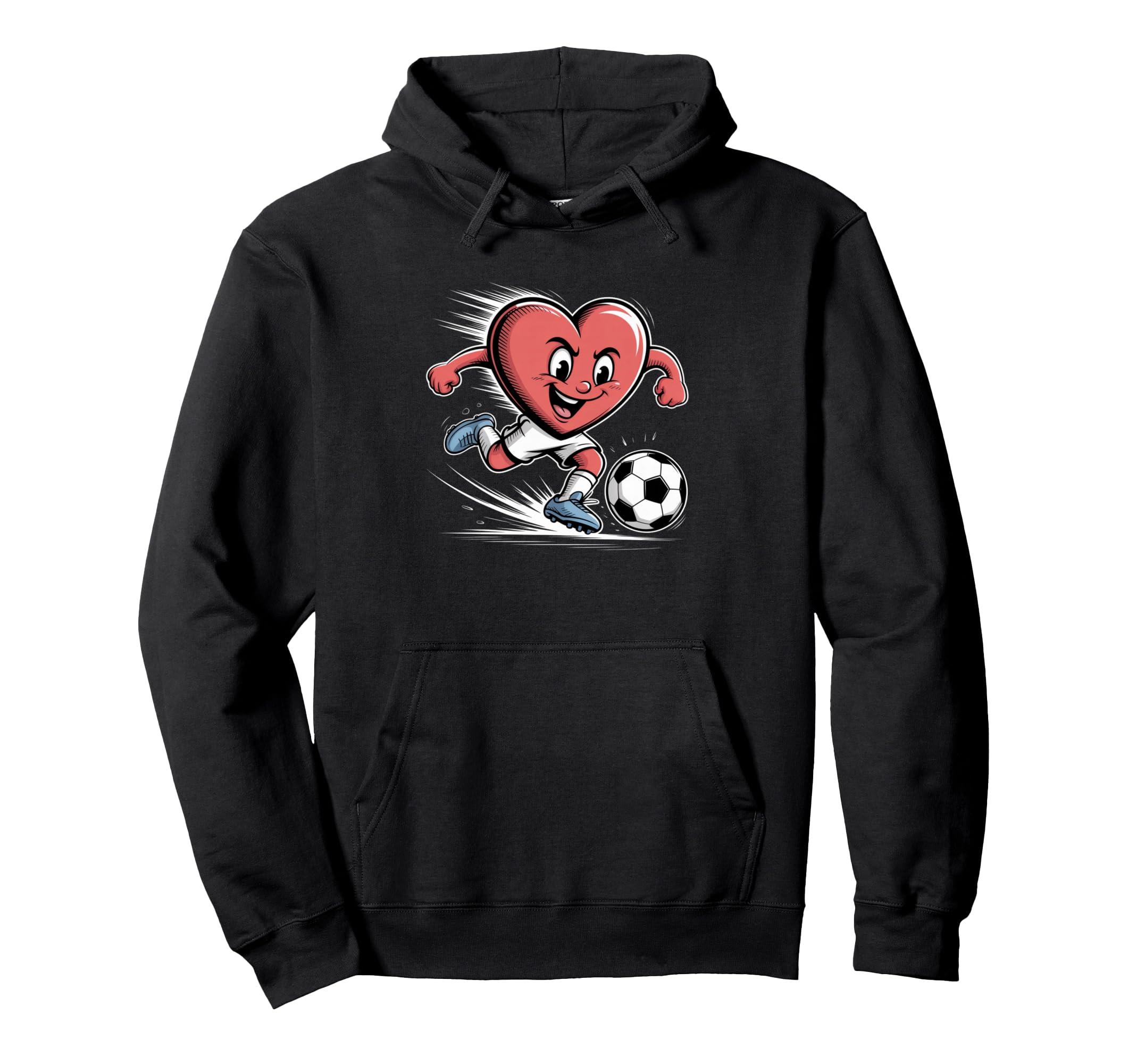 Soccer Red Heart Player Valentines Day Hoodie - Graphic Print for Adults
