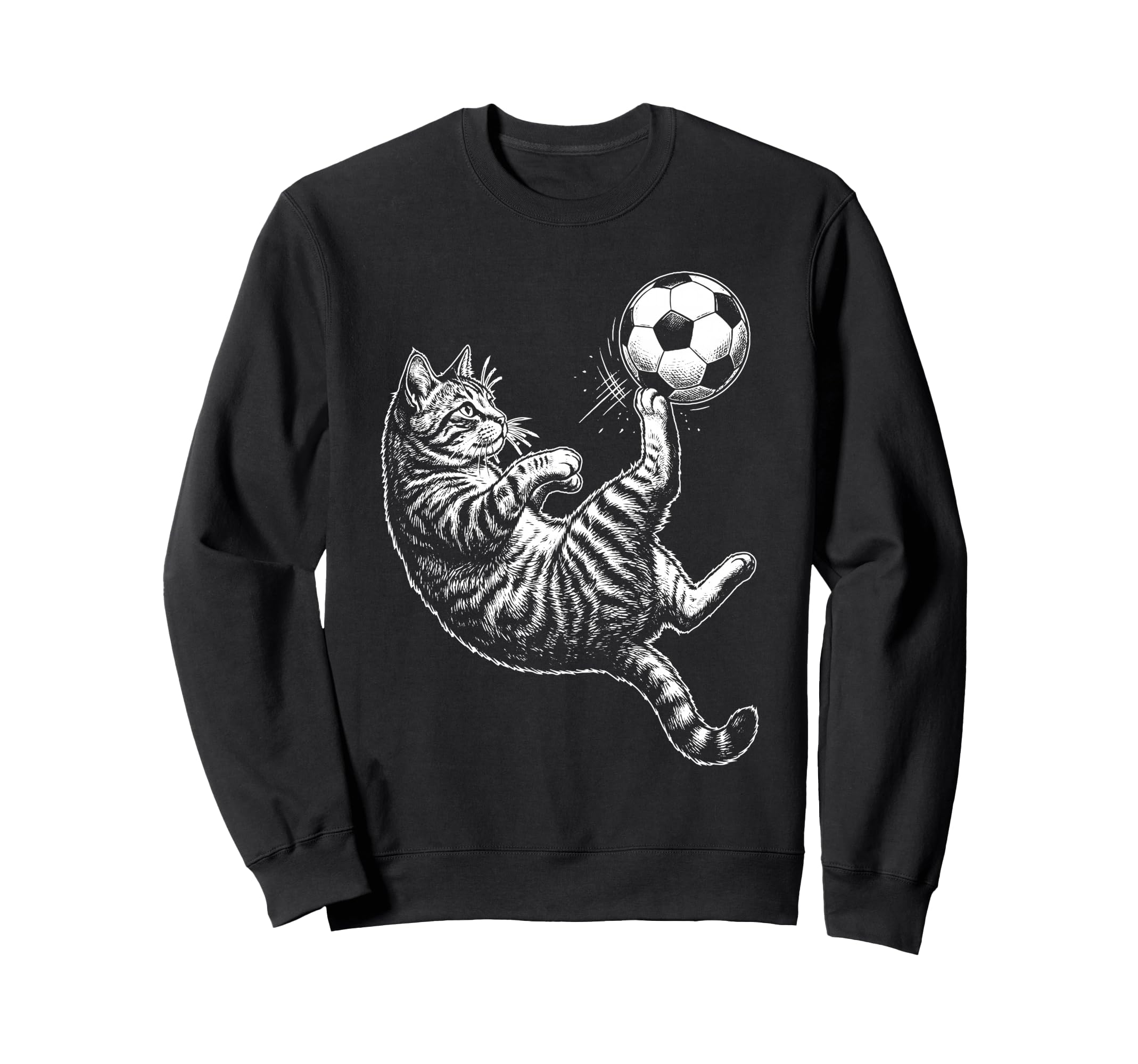 Funny Soccer Cat Kicking Ball Animal Sweatshirt - Streetwear Style Unisex