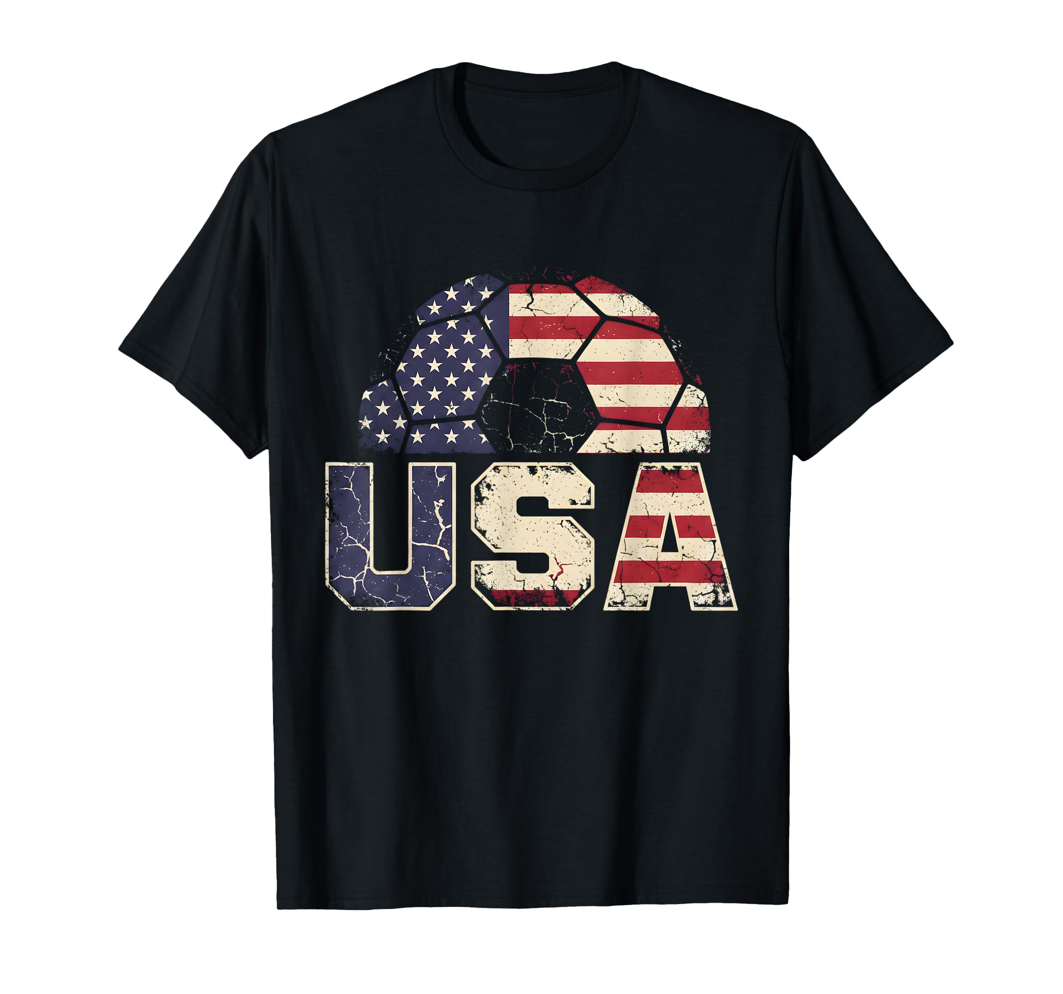 Usa Soccer Ball Distressed Patriotic T-Shirt - Streetwear Style Men Women