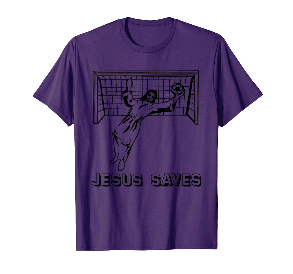 Jesus Saves Christian Soccer Goal T-Shirt - Trendy Graphic for Adults