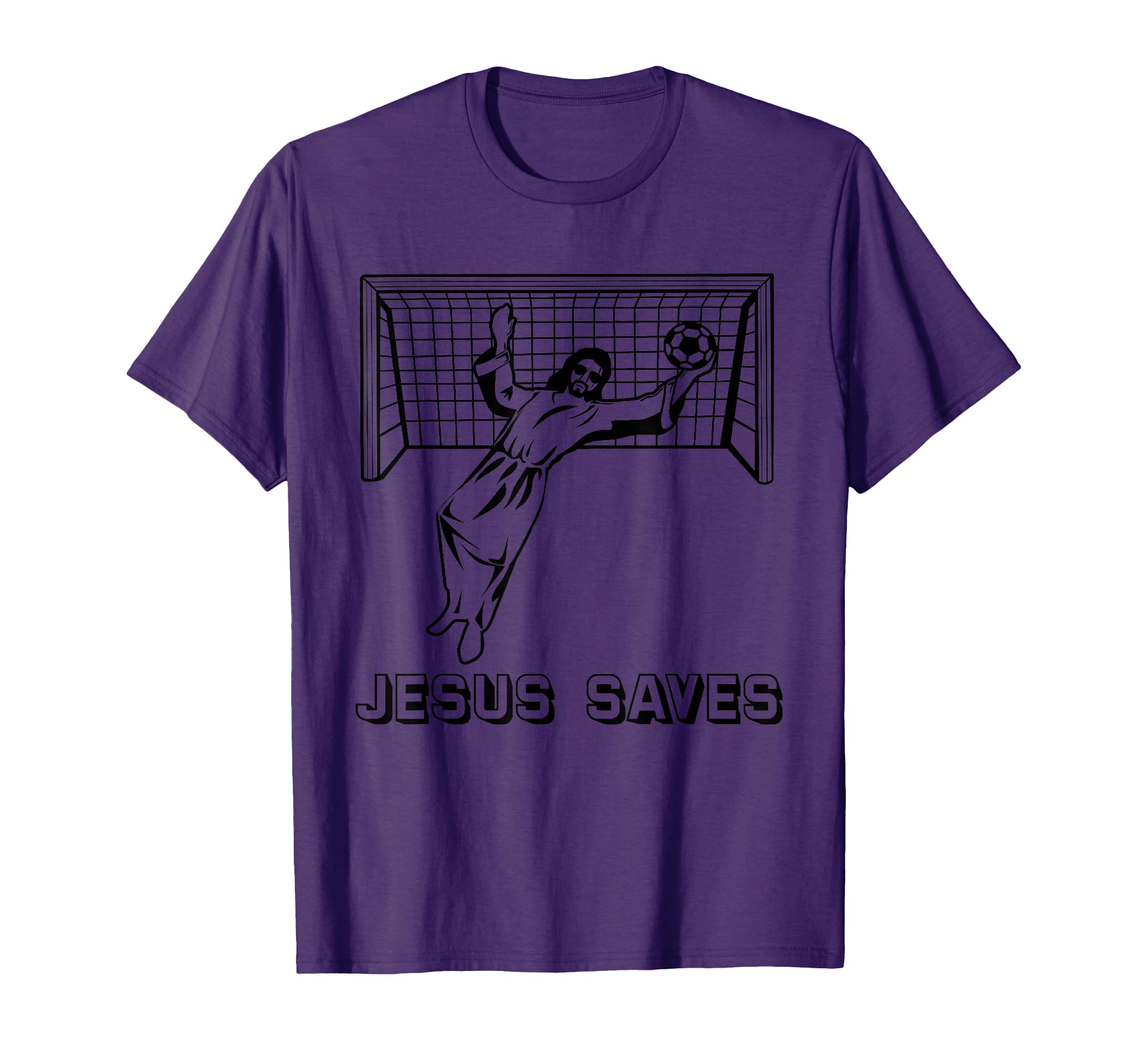 Jesus Saves Christian Soccer Goal T-Shirt - Trendy Graphic for Adults
