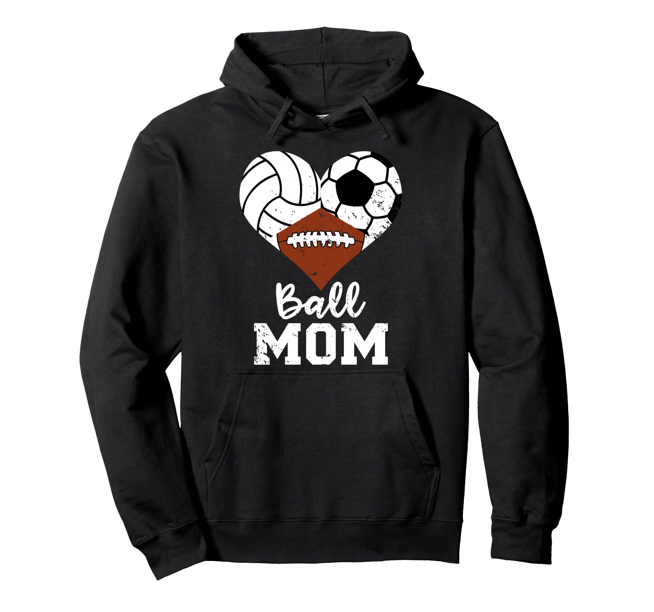 Ball Mom Funny Soccer Football Volleyball Hoodie - Novelty Apparel Unisex