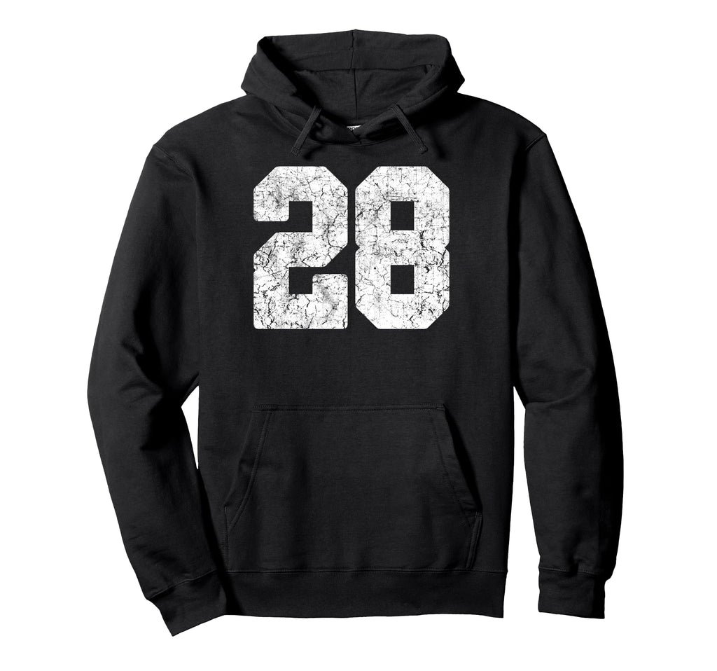 Distressed White Number 28 Jersey Hoodie - Custom Art Print Men Women