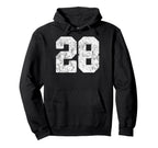 Distressed White Number 28 Jersey Hoodie - Custom Art Print Men Women