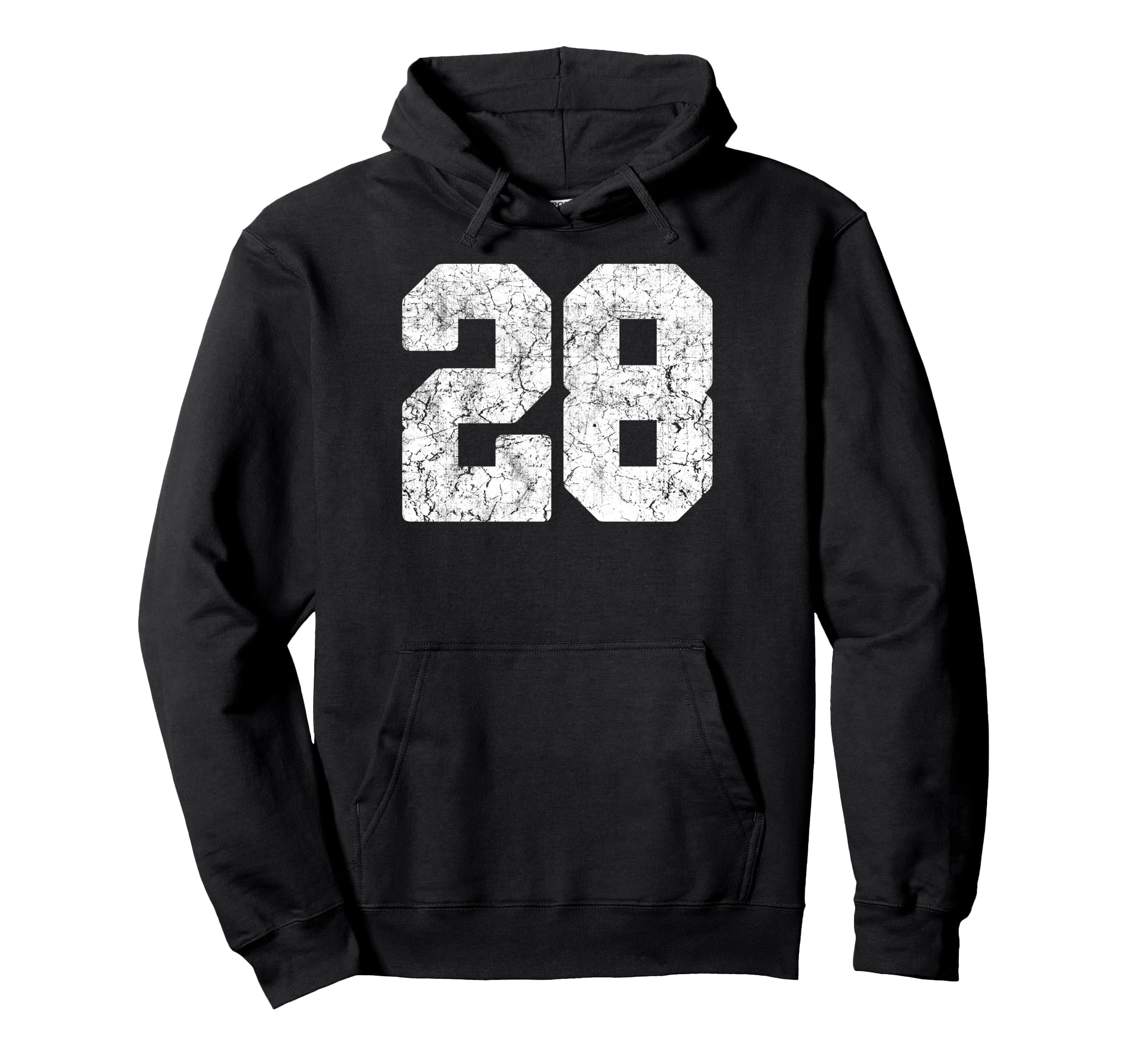 Distressed White Number 28 Jersey Hoodie - Custom Art Print Men Women