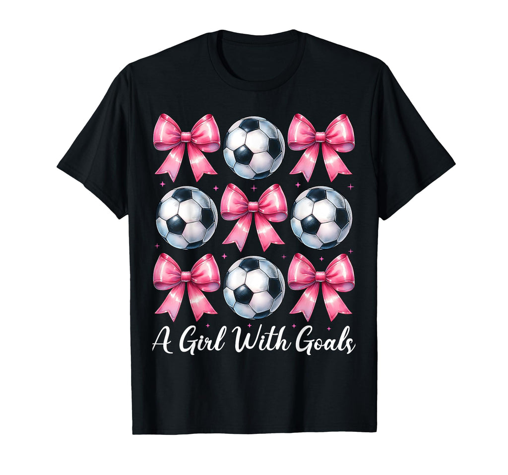 Goals Soccer Coquette Bow T-Shirt - Unique Graphic for Adults