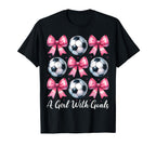 Goals Soccer Coquette Bow T-Shirt - Unique Graphic for Adults