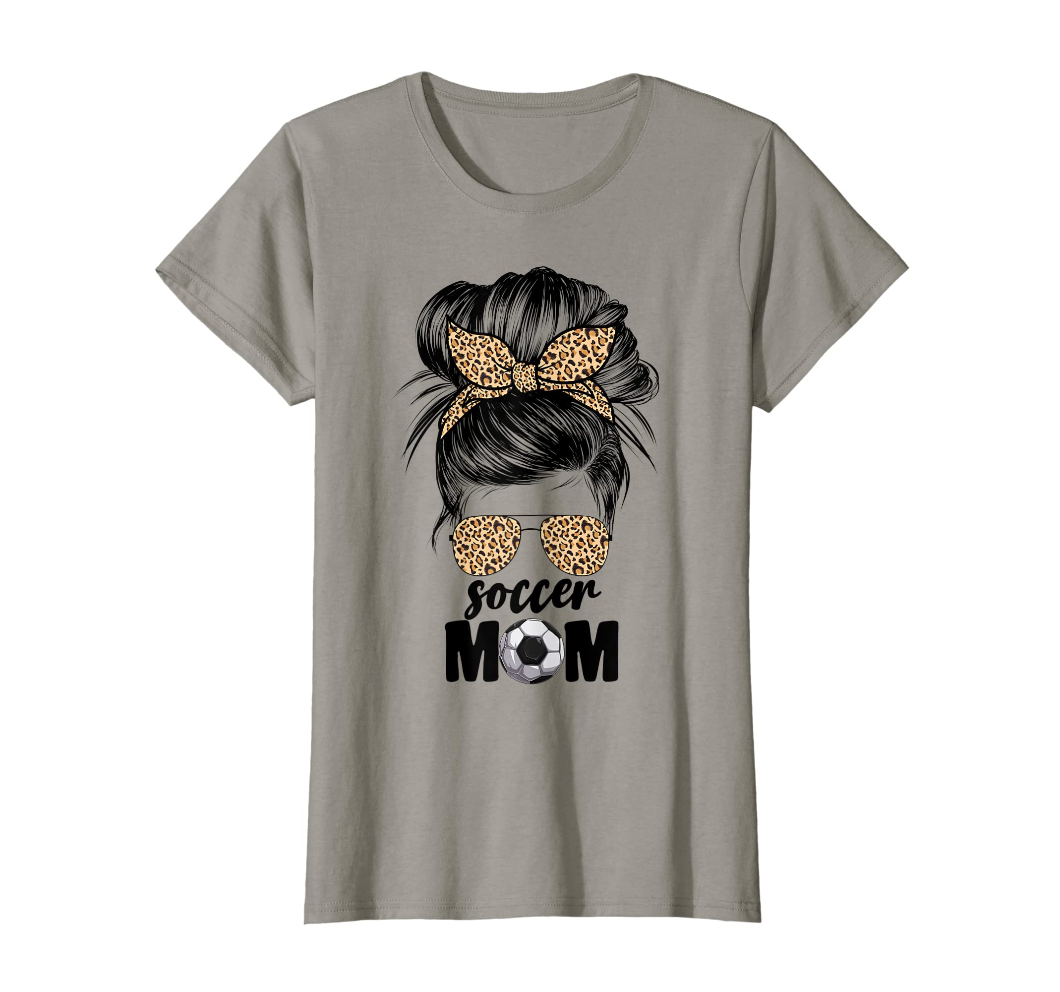 Womens Soccer Mom Mama Leopard T-Shirt - Fun Novelty Design Men Women