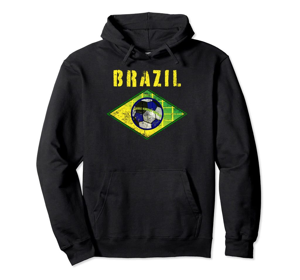 Brazil Soccer Distressed Brazil Flag Hoodie - Novelty Apparel Unisex