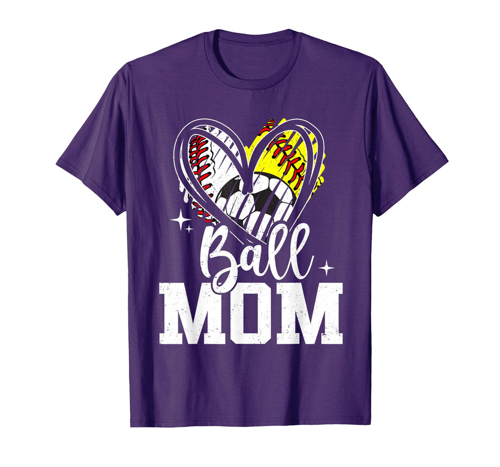 Ball Mom Baseball Softball Soccer Mom T-Shirt - Trendy Graphic Men Women