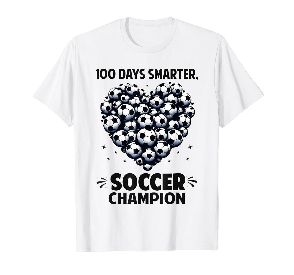 100 Days School Soccer Heart Love 100Th T-Shirt - Graphic Print for Adults