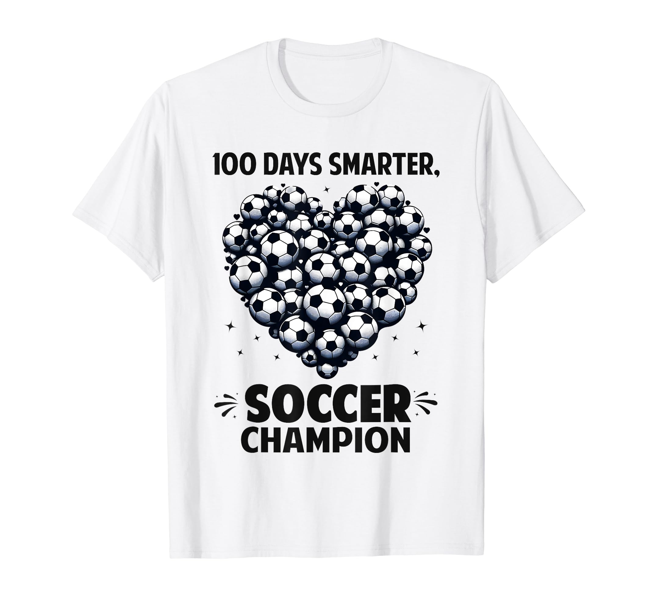 100 Days School Soccer Heart Love 100Th T-Shirt - Graphic Print for Adults