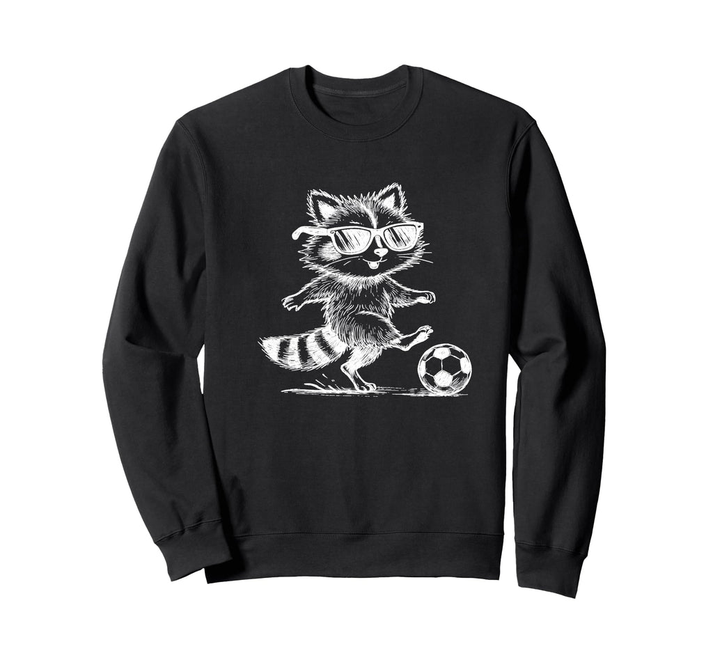 Raccoon Soccer Player Sweatshirt - Fun Novelty Design for Adults