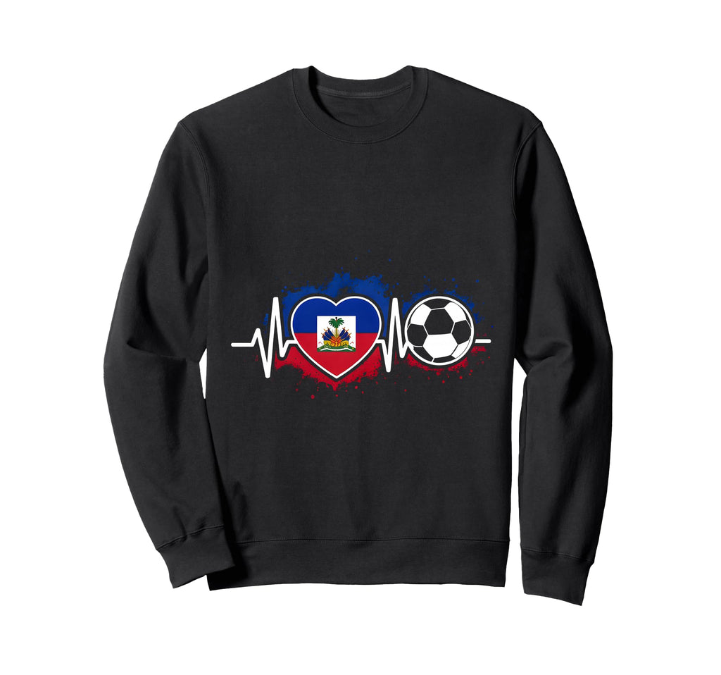 Soccer Heartbeat Haiti Flag Sweatshirt - Novelty Apparel Men Women