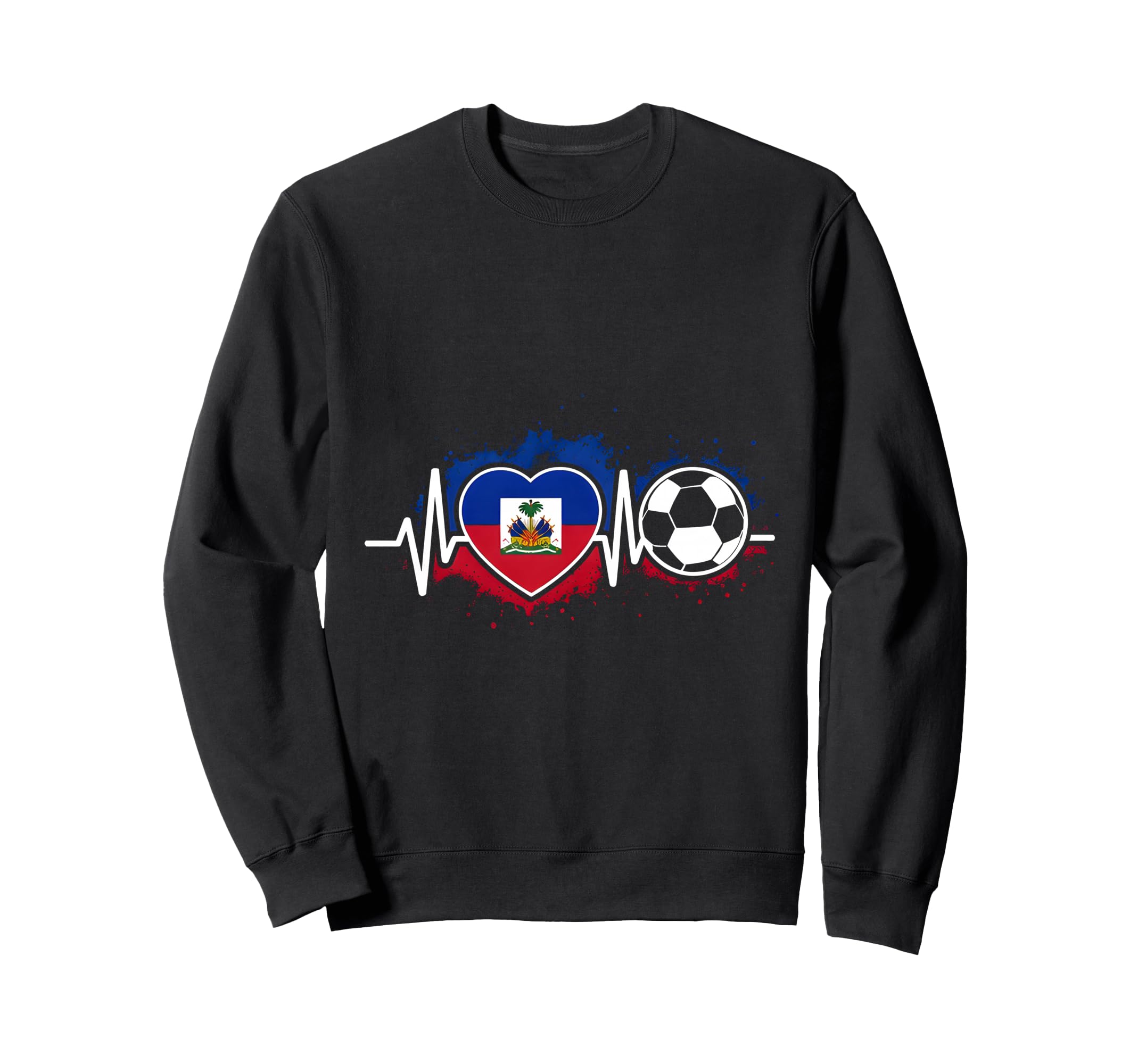 Soccer Heartbeat Haiti Flag Sweatshirt - Novelty Apparel Men Women