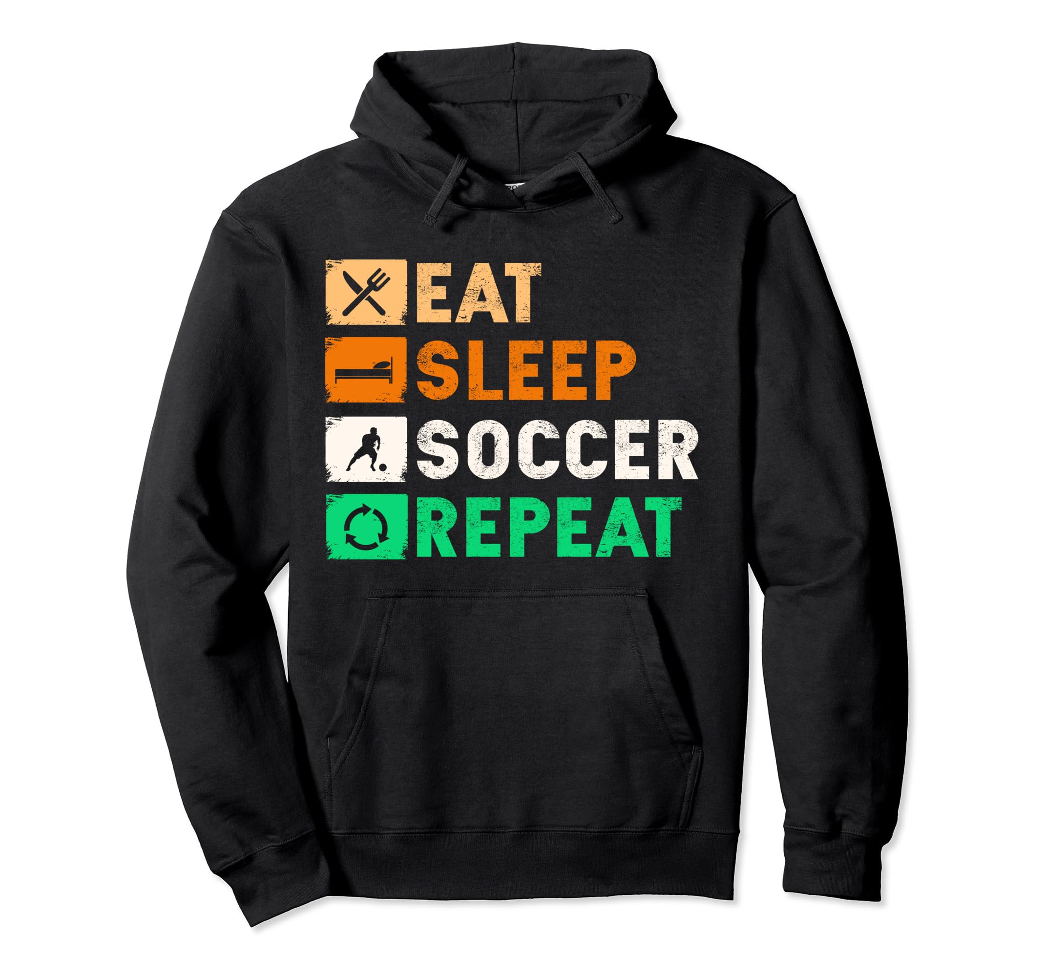 Eat Sleep Soccer Repeat Funny Soccer Player Hoodie - Graphic Print Unisex