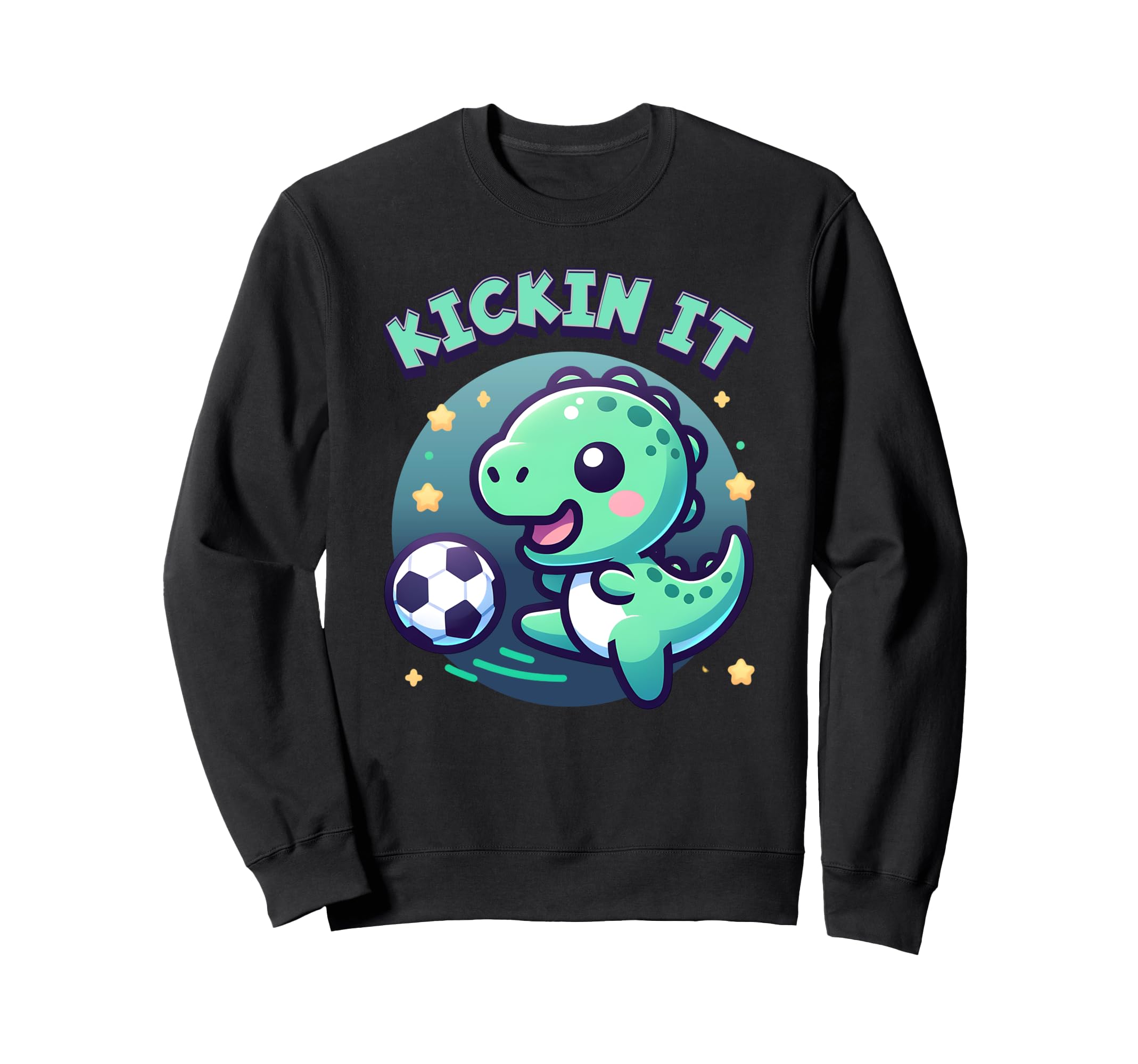 T Rex Dinosaur Soccer Player Ball Sweatshirt - Graphic Print for Adults