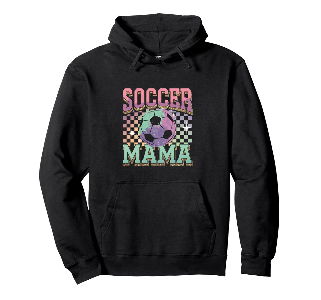 Soccer Mama Soccer Fan Checkered Pattern Hoodie - Unique Graphic Unisex