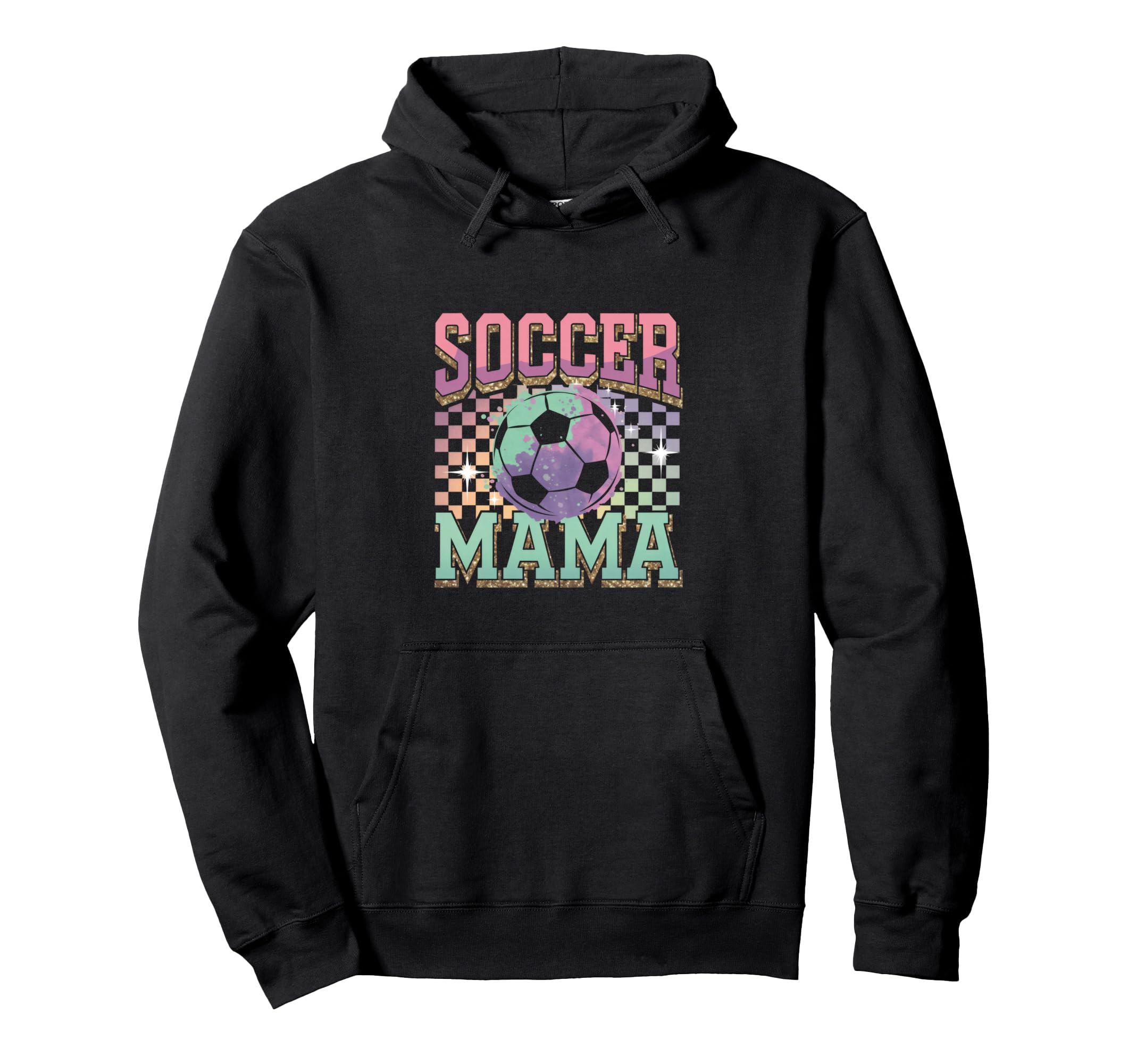 Soccer Mama Soccer Fan Checkered Pattern Hoodie - Unique Graphic Unisex