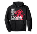 Ice Hockey Goalie Goalkeeper I Eat Ice Hoodie - Aesthetic Graphic Unisex