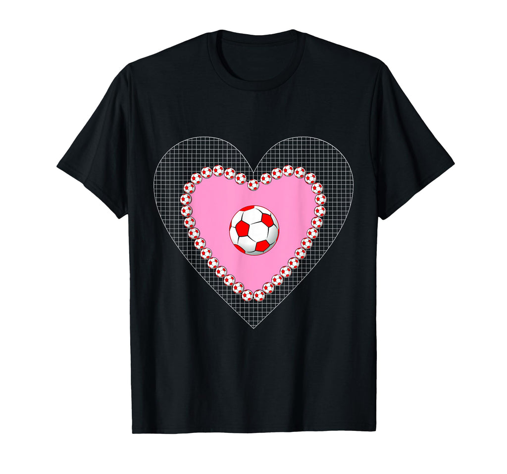 Valentine Heart Soccer Football Balls T-Shirt - Novelty Apparel Men Women