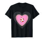 Valentine Heart Soccer Football Balls T-Shirt - Novelty Apparel Men Women