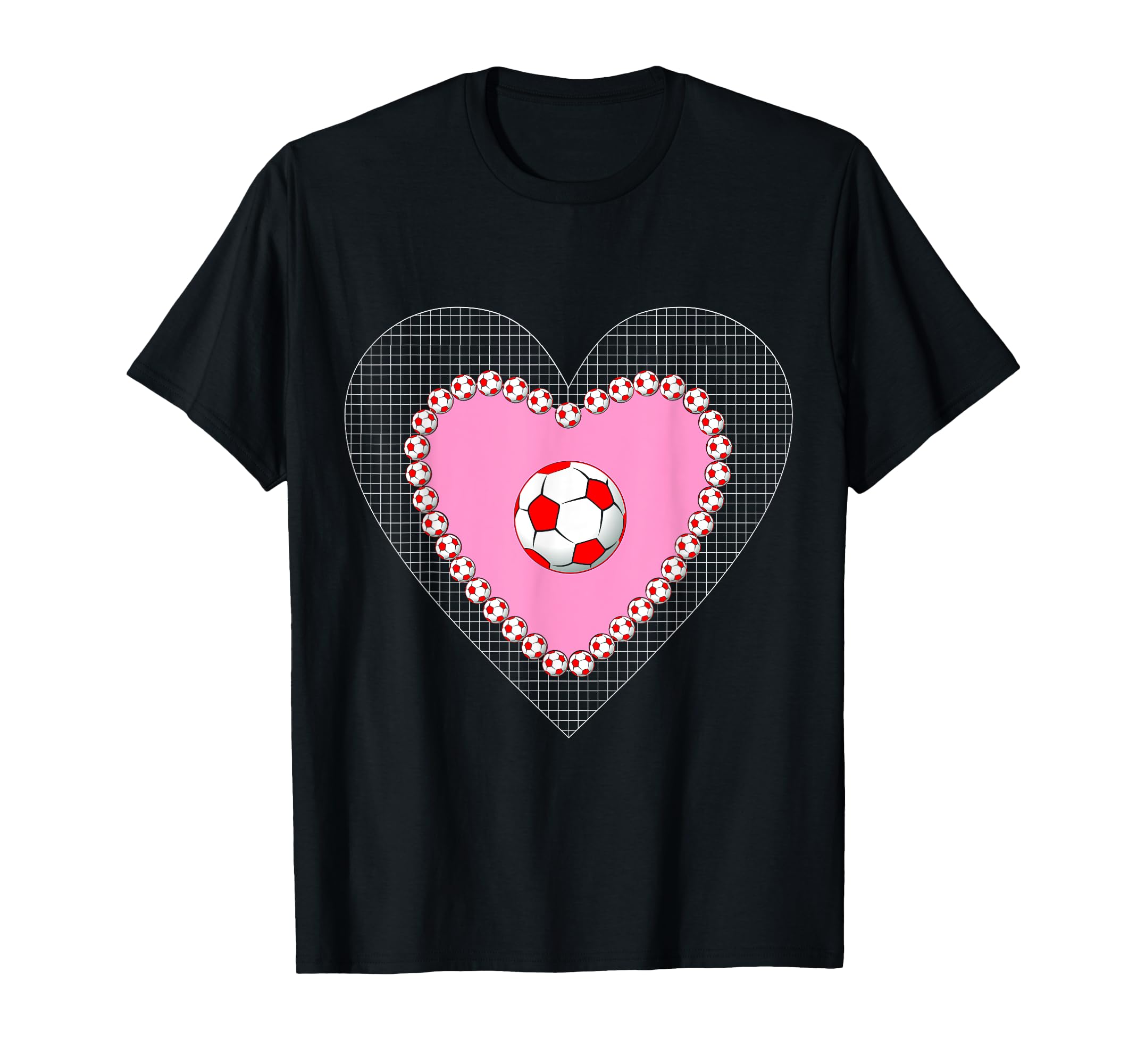 Valentine Heart Soccer Football Balls T-Shirt - Novelty Apparel Men Women