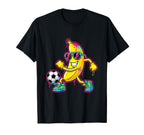 Funny Banana Soccer Cartoon Kicking T-Shirt - Unique Graphic Men Women