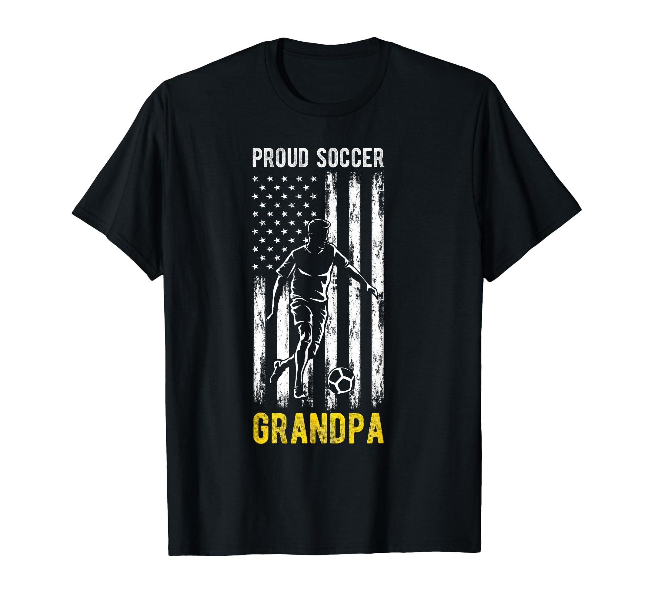 Proud Soccer Grandpa Usa Flag Family T-Shirt - Graphic Print Unisex