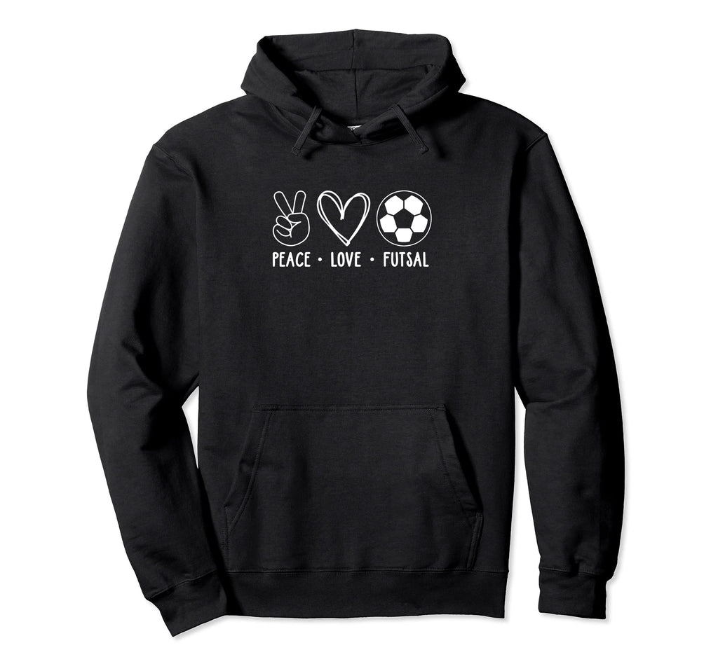 Peace Love Futsal Indoor Soccer Player Hoodie - Unique Graphic Men Women