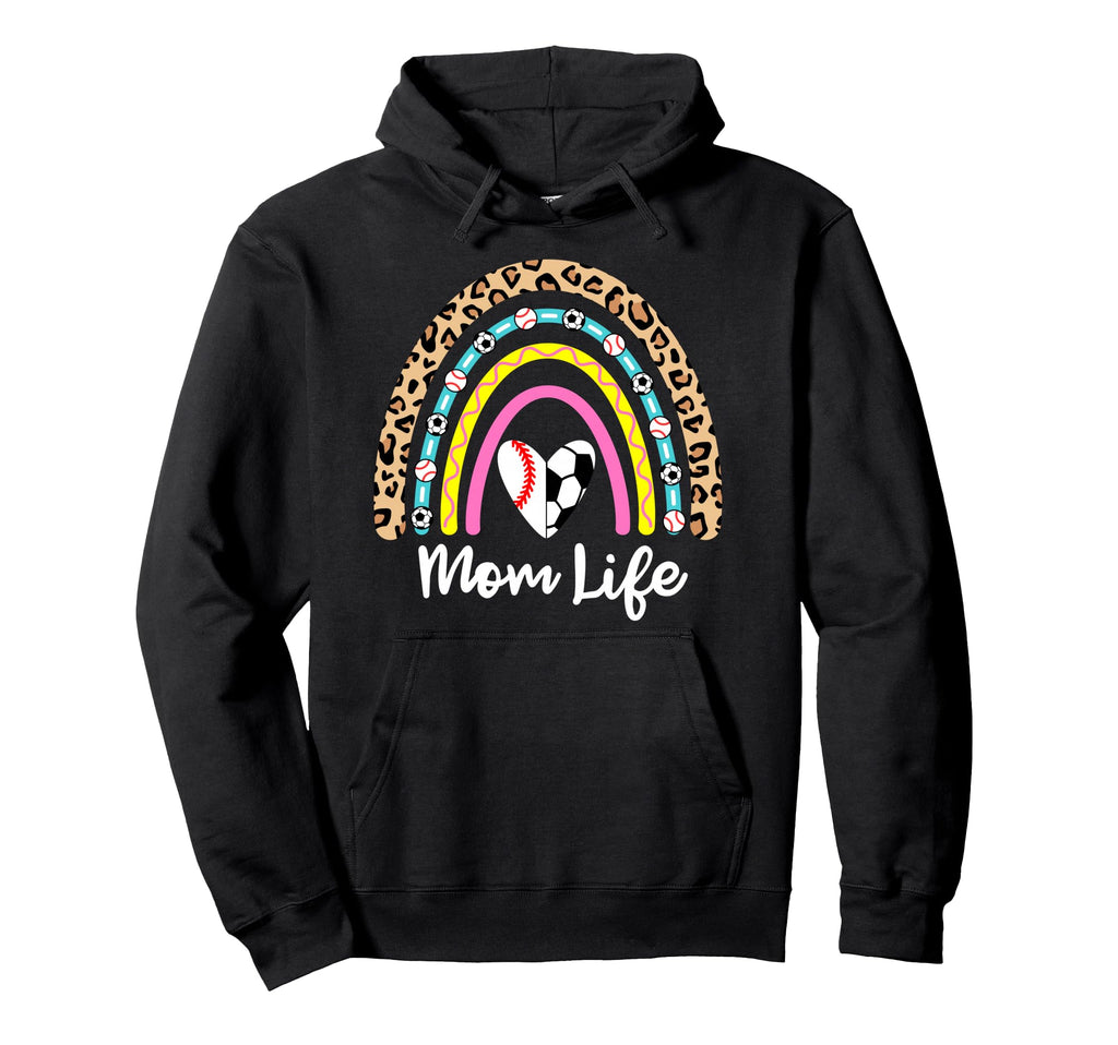 Soccer Baseball Mom Boho Rainbow Funny Hoodie - Novelty Apparel for Adults