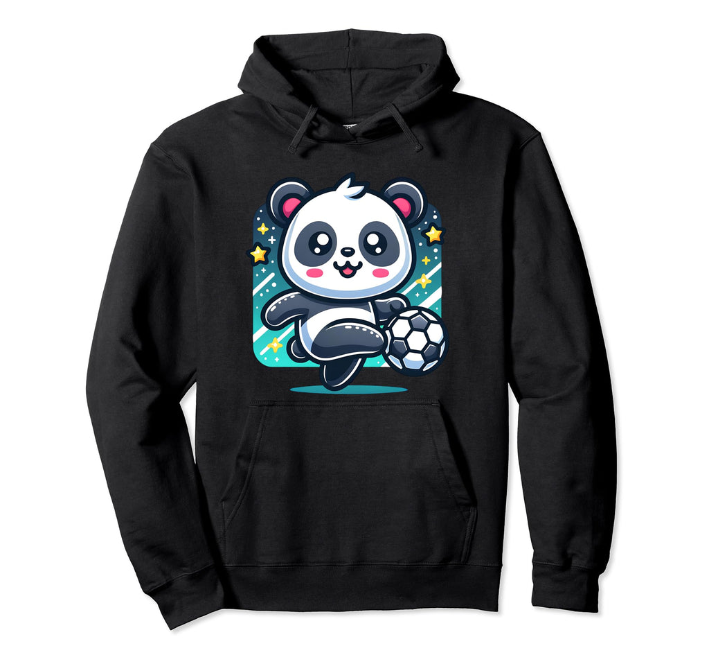 Panda Soccer Player Kicking Soccer Hoodie - Fun Novelty Design for Adults