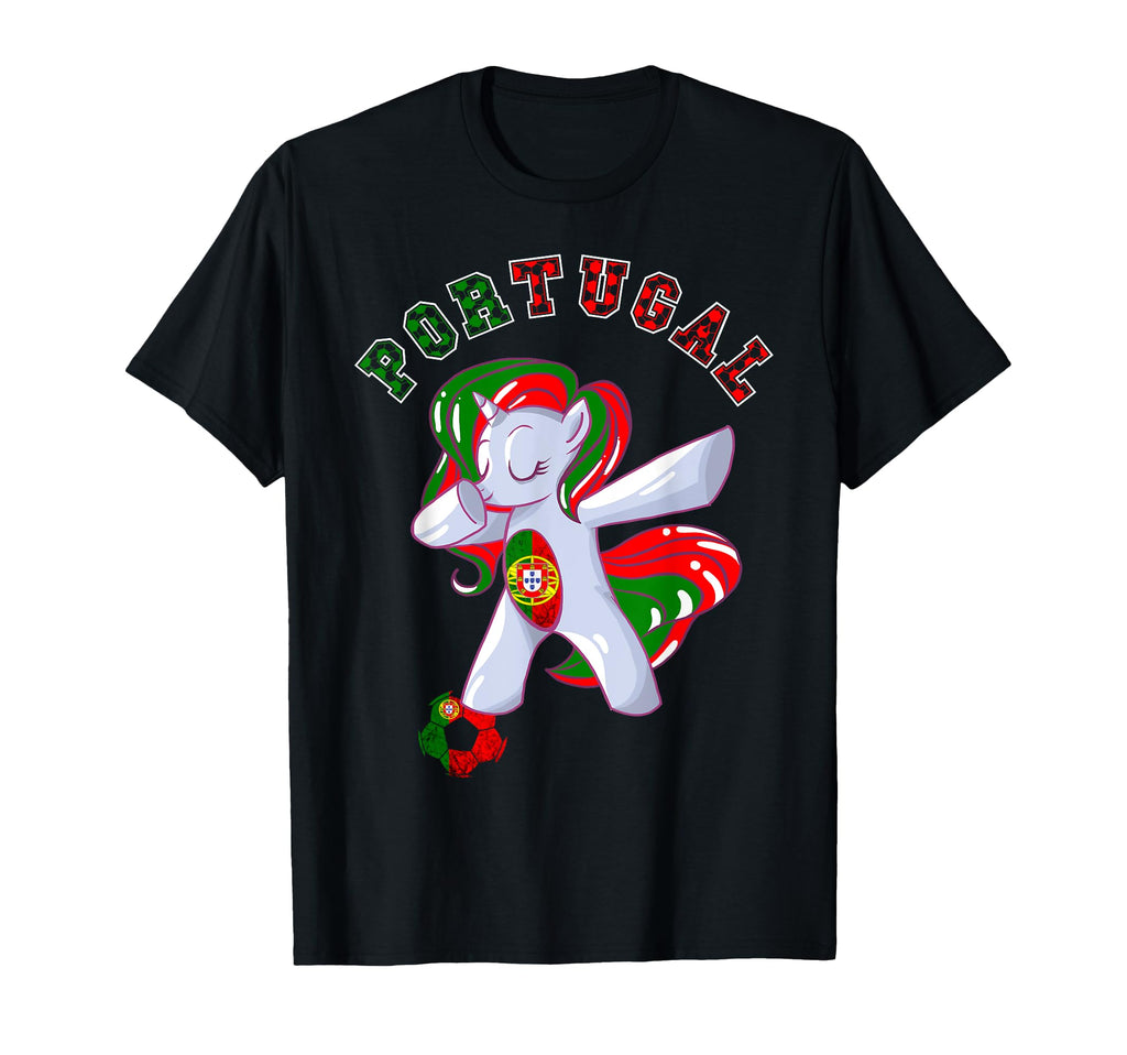 Portugal Flag Dabbing Unicorn Portugal T-Shirt - Aesthetic Graphic Unisex