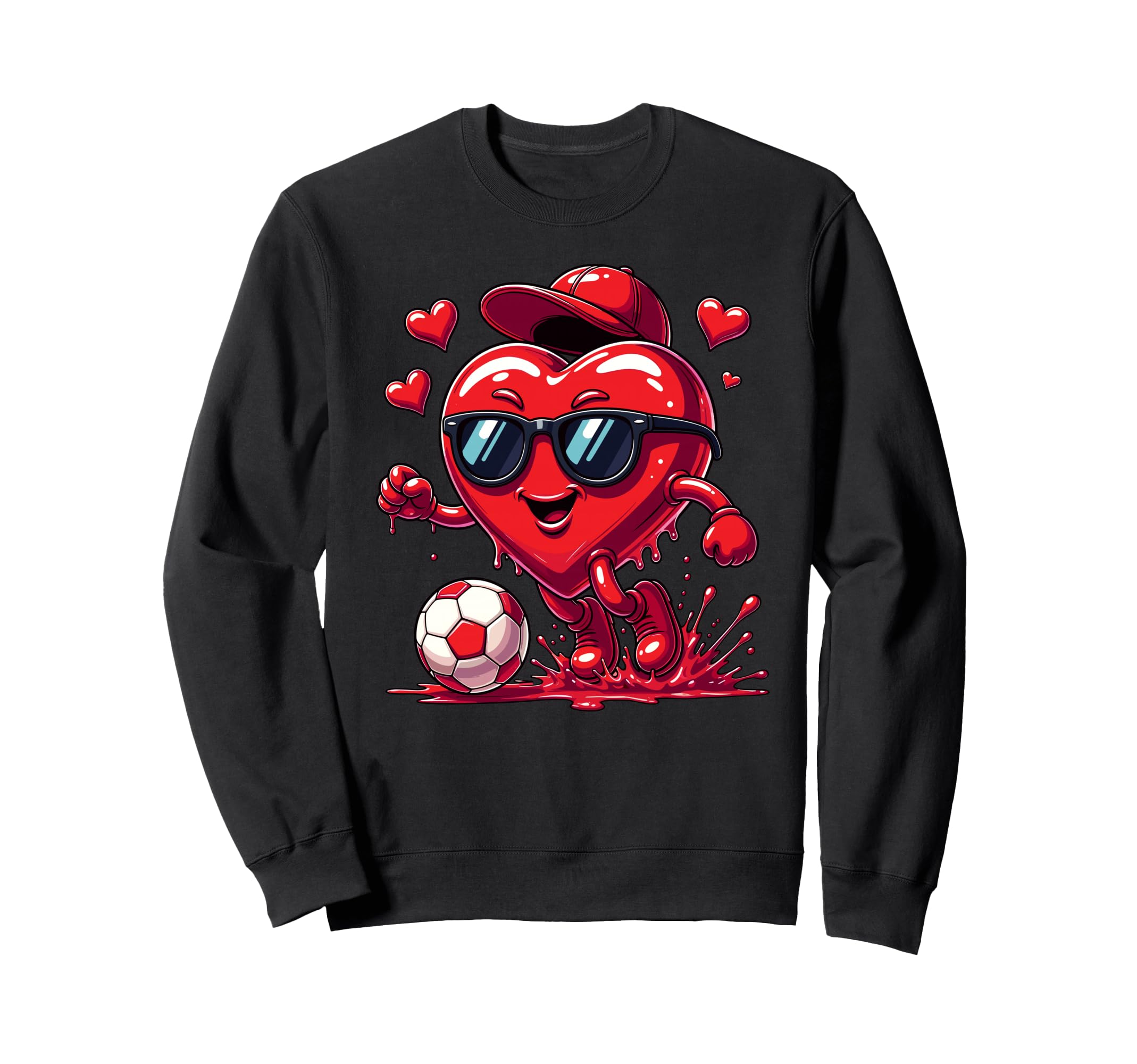Valentine Soccer Heart Drip Sport Sweatshirt - Novelty Apparel Men Women
