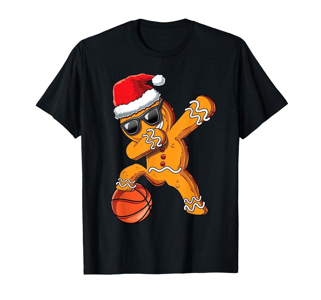 Dabbing Gingerbread Dab Basketball Gift T-Shirt - Novelty Apparel Unisex