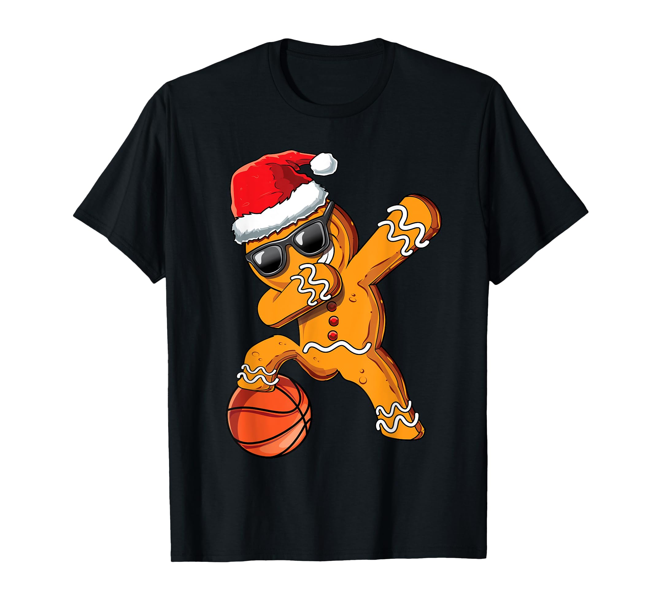 Dabbing Gingerbread Dab Basketball Gift T-Shirt - Novelty Apparel Unisex